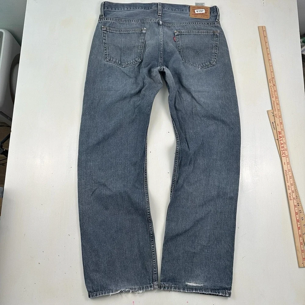 Y2K Levi's 569 Distressed‎ Loose Straight Jeans Men 34x34 Light Wash Denim Skate